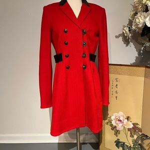 DVF Red and Black Riding Coat Size 6